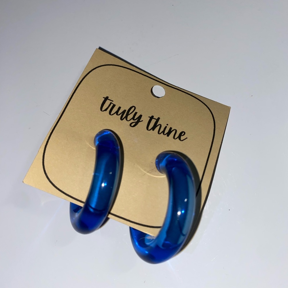 Vibrant Blue Hoop Earrings